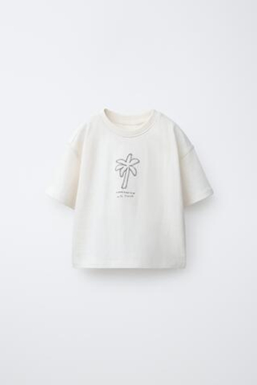ZARA ФУТБОЛКА С ВЫШИВКОЙ, ЦВЕТ СЛОНОВОЙ КОСТИ