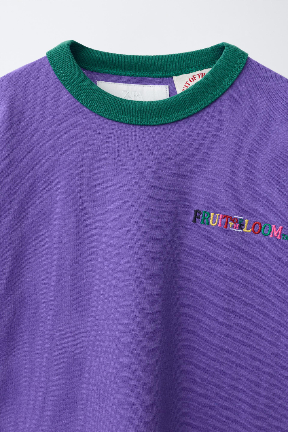 ZARA - FRUIT OF THE LOOM™ , ФУТБОЛКА С ВЫШИВКОЙ, ФИОЛЕТОВЫЙ