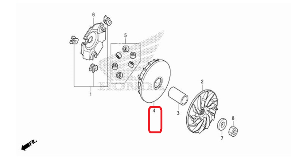 22110-KZR-601 (22110-KZR-600). FACE COMP., MOVABLE DRIVE