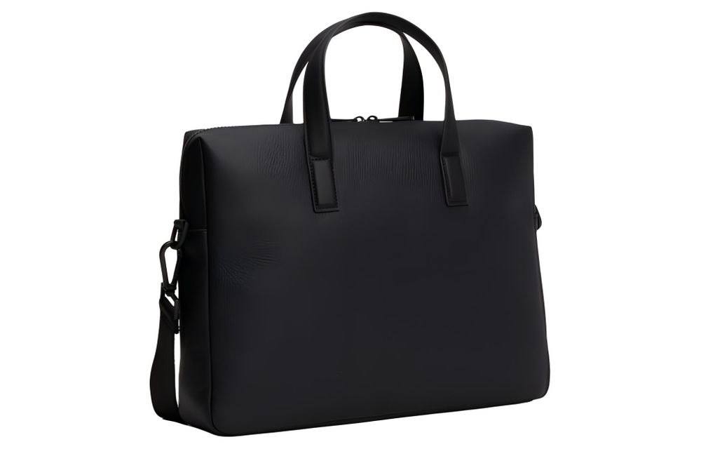CALVIN KLEIN Polyurethane Portable One Shoulder Crossbody Laptop Bag Men"s Black Pebble
