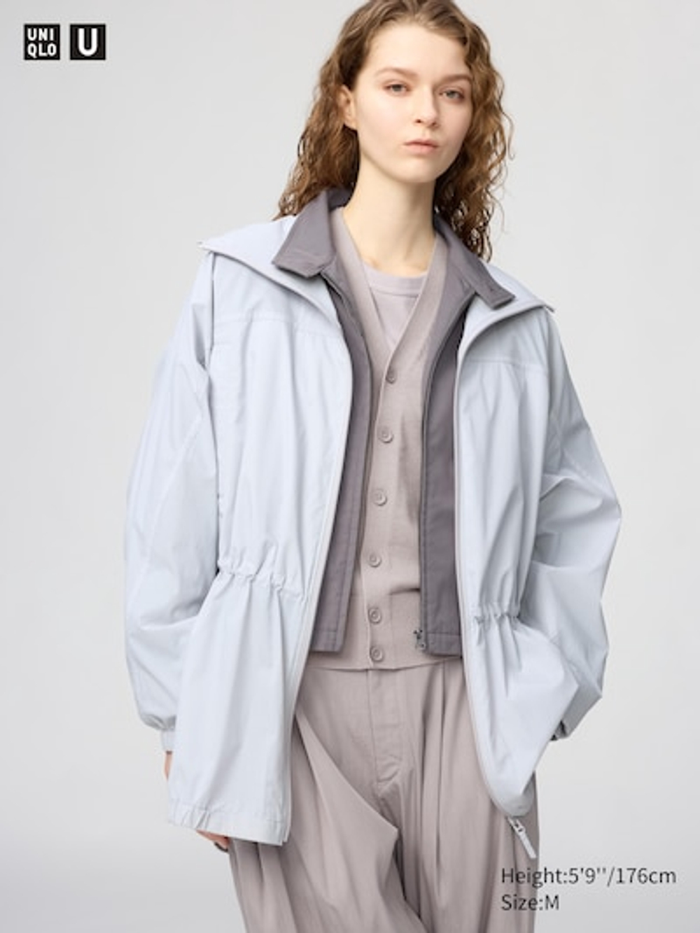 UNIQLO Парка свободного кроя с защитой от ультрафиолета, сиреневый