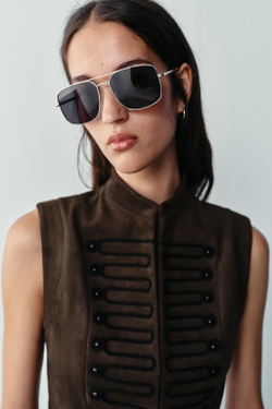 ZARA ЖИЛЕТ ИЗ ИСКУССТВЕННОЙ ЗАМШИ С ЗАСТЕЖКАМИ-ТОГГЛ, ШОКОЛАДНЫЙ