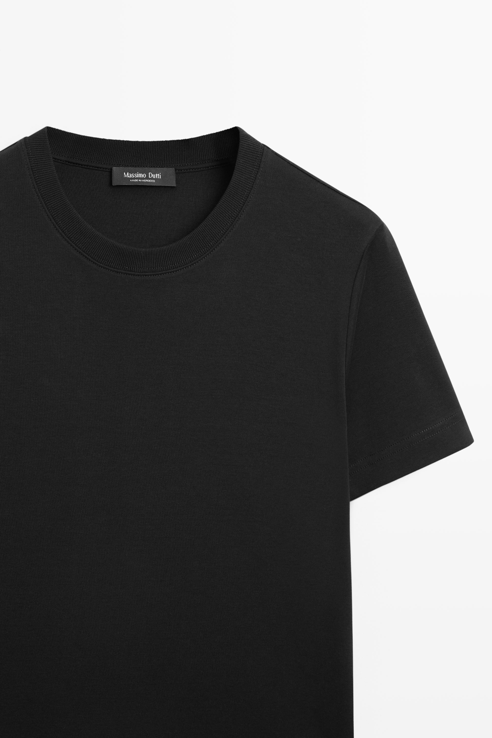 Massimo Dutti Футболка интерлок, короткие рукава, черный