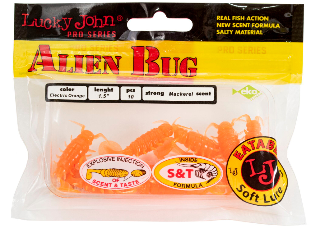 Виброхвосты съедобные LJ Pro Series ALIEN BUG 1,5in (3,81 см), цв. 036, 10 шт.