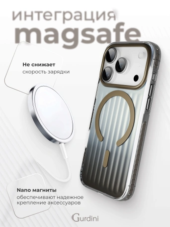 Чехол накладка iPhone 17 Pro / 18 Pro 6.3" Gurdini Ocean Case (3) Transparent серый