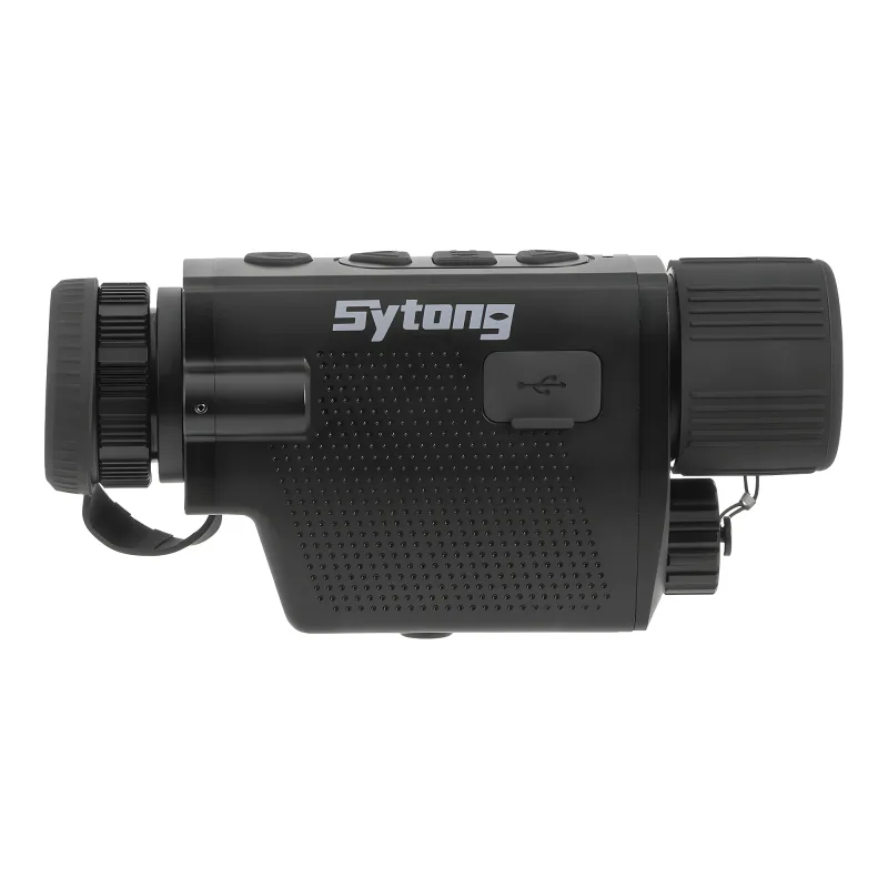 Тепловизионный монокуляр Sytong XS03-19 384х288, D19, WiFi - вид сбоку, логотип и порт USB