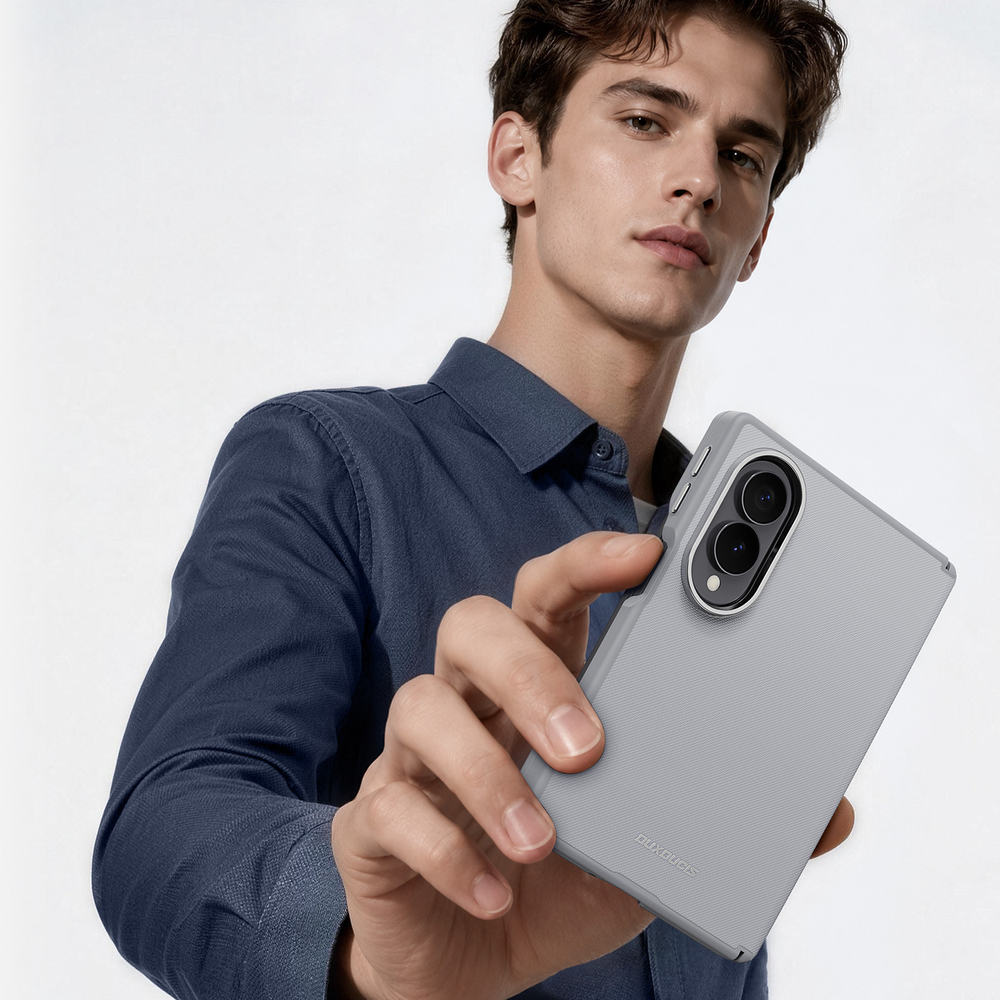 Чехол серого цвета с вставками из искусственной кожи для Samsung Galaxy Z Fold 8, серия Vyne Series от Dux Ducis