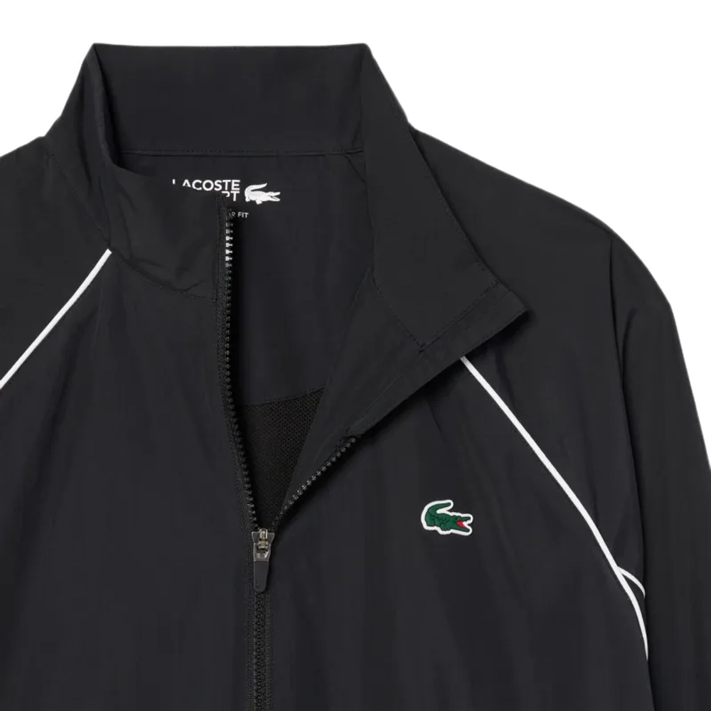 Мужская теннисная куртка Lacoste Sport Water-Repellent Trim Accent Track - black/white
