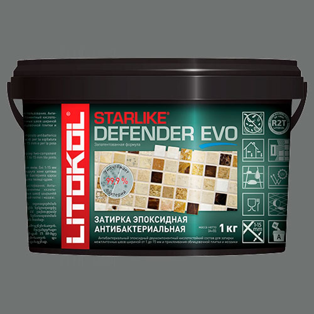 Затирка швов эпоксидная Litokol Starlike Defender EVO S.125 GRIGIO CEMENTO, 1 кг