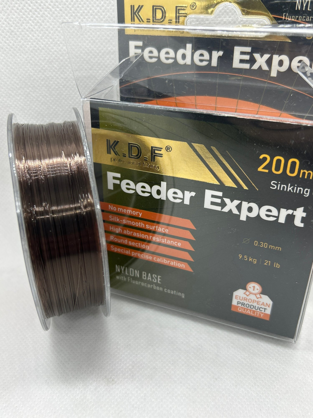 Леска с покрытием флюорокарбона KDF Feeder Expert 0,30 мм 200 м