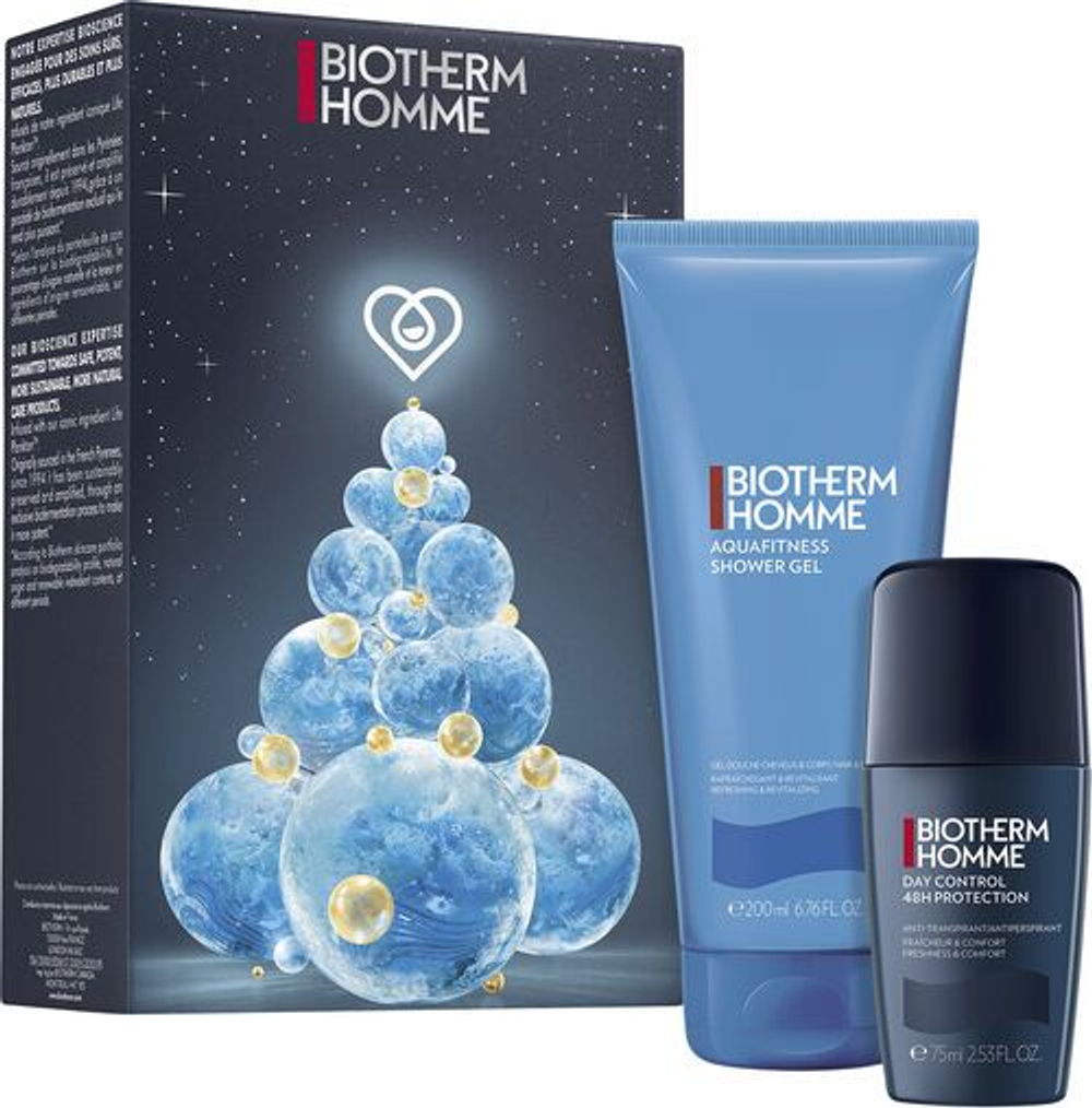 Biotherm Homme Подарочный набор для мужчин Aquafitness Гель для душа 200 мл + шариковый дезодорант 75 мл (из Финляндии)