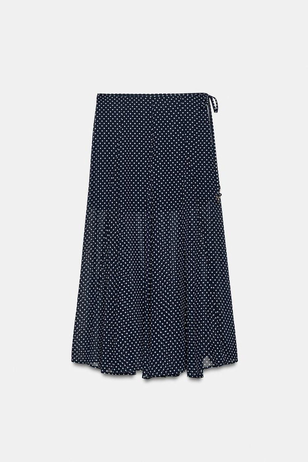 ZARA ЮБКА МИДИ В ГОРОШЕК, ТЕМНО-СИНИЙ/БЕЛЫЙ