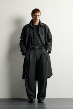 ZARA БРЮКИ RELAXED FIT СО СКЛАДКАМИ, ЧЕРНЫЙ