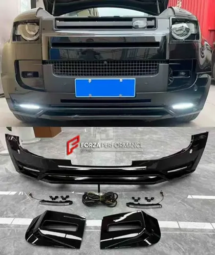 Губа переднего бампера со светодиодными ходовыми огнями для LAND ROVER DEFENDER L663 2019+ Лэнд Ровер Дефендер
