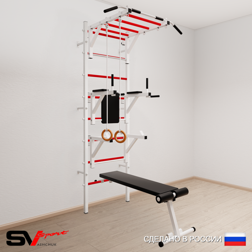 Шведская стенка Sv Sport 561 (Турник рукоход/Брусья/Стойка/Скамья/Кольца)