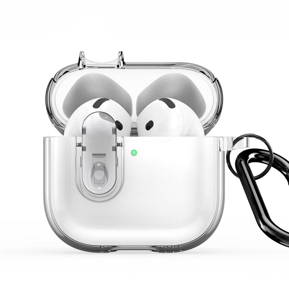 Прозрачный чехол от Dux Ducis для наушников AirPods 4, серия PECL Series Case, в комплекте с карабином