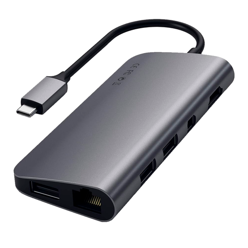 USB-концентратор Satechi USB-C Multi-Port V2, Ethernet / 4K HDMI / Type-C / Type-A / SD & micro SD, Space Gray (Серый космос)
