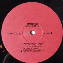 Винтажная виниловая пластинка LP Madonna The Immaculate Collection. Volume 2 (Россия 1993)