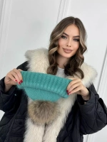 шапка ангора с меховым помпоном зимняя пушистая стильная