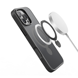 Прозрачный матовый чехол с черными рамками и с поддержкой MagSafe от Dux Ducis для iPhone 16 Pro Max, серия Yind Series Case (версия с магнитной откидной подставкой)