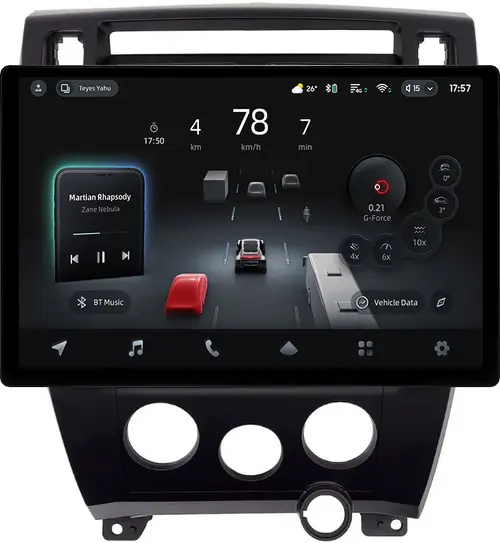 Магнитола для Hyundai Tucson 1 2004-2009 (рамка черная) - Teyes CC4-PRO монитор 13" 2K QLED на Android 13, Быстрейшая, Snapdragon 778G, ИИ, CarPlay, DSP, 4G SIM-слот