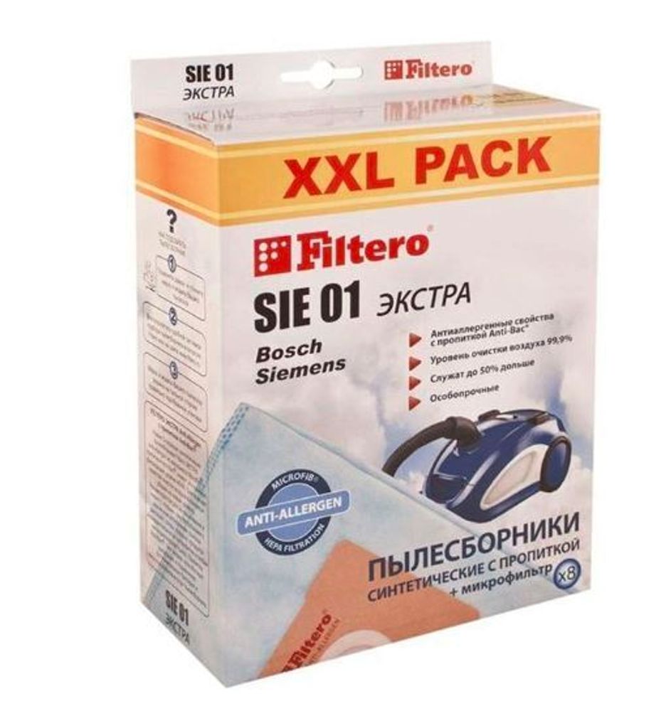 Filtero SIE 01 (8) XXL PACK, ЭКСТРА, пылесборники