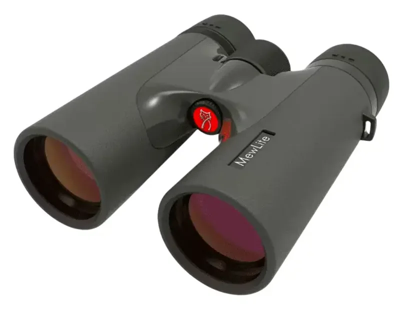 Бинокль MewLite Eternals Pro 10x42 ED Roof с фронтальным видом и красной кнопкой