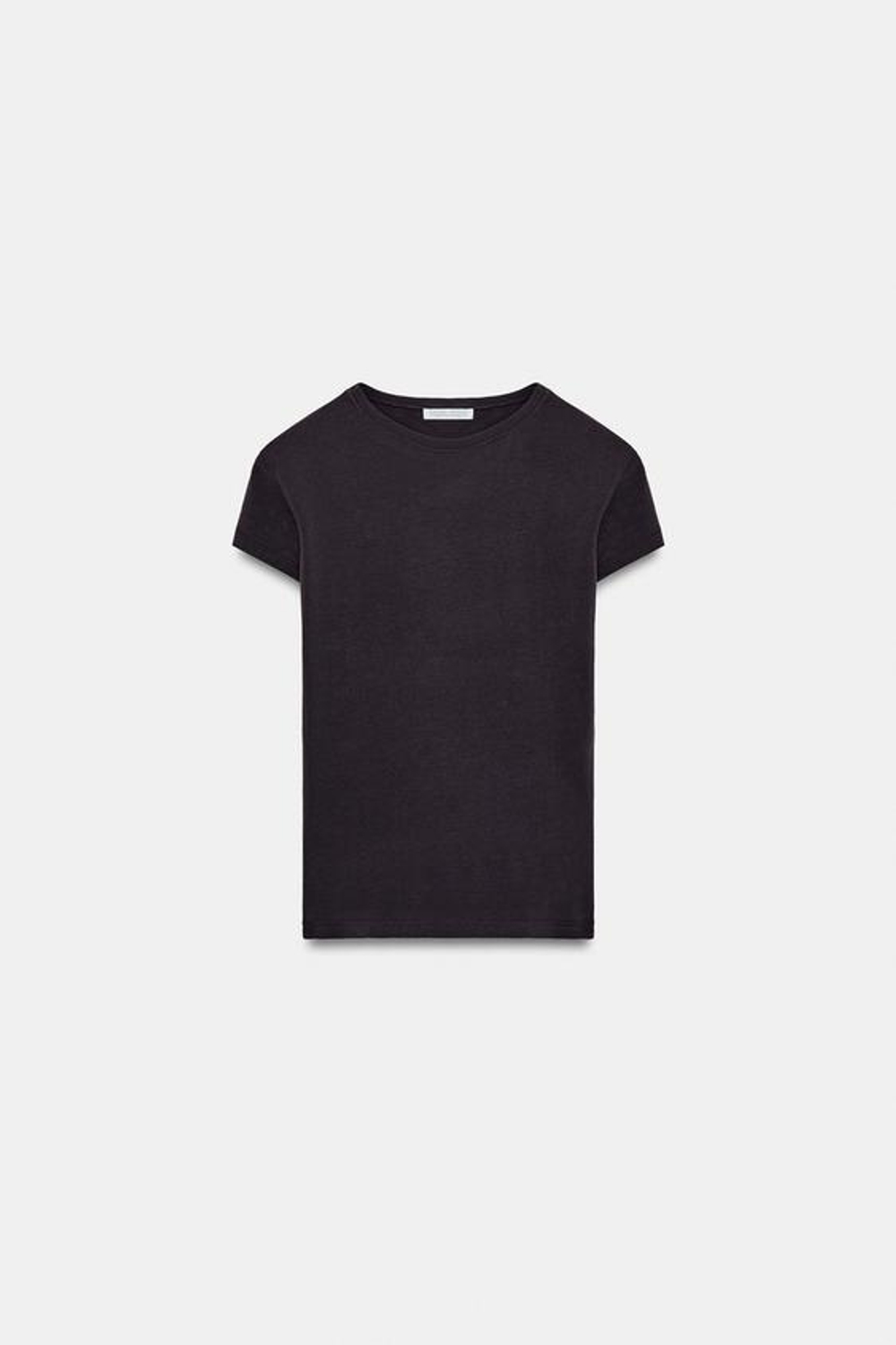 ZARA ФУТБОЛКА ОБЛЕГАЮЩЕГО КРОЯ С КОРОТКИМИ РУКАВАМИ, КОРИЧНЕВЫЙ