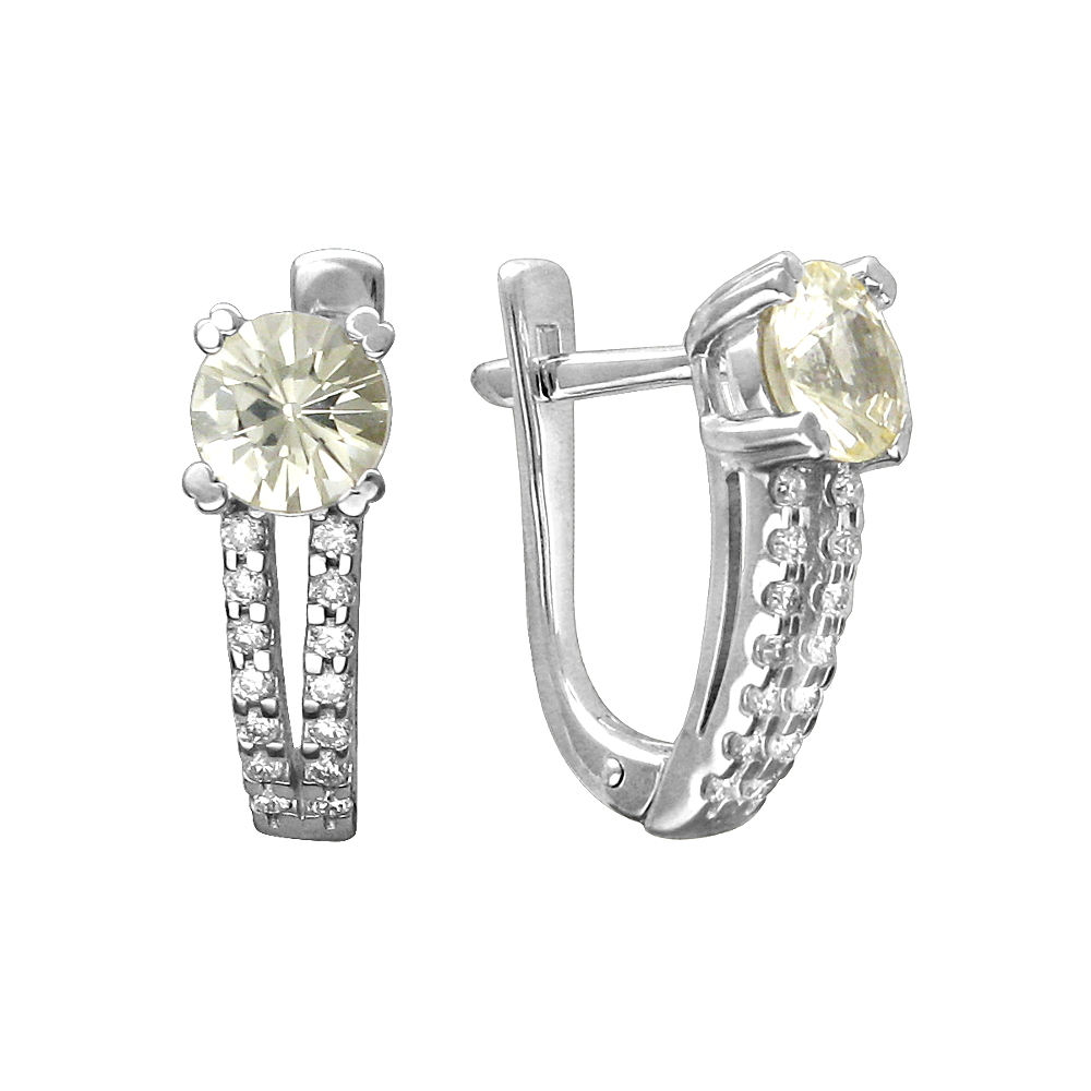 Серьги с бриллиантом  из белого золота JA-S-624197-1