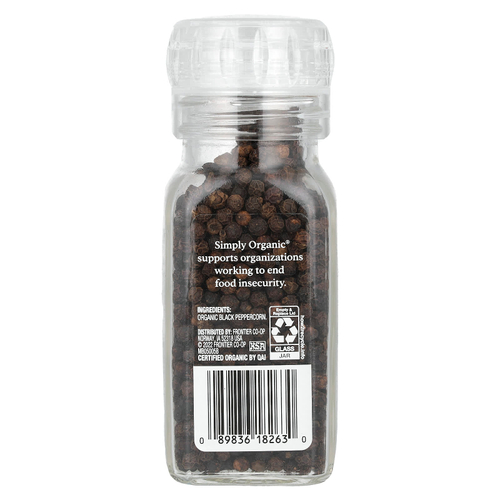 Simply Organic, Daily Grind, черный перец горошком, 75 г (2,65 унции)
