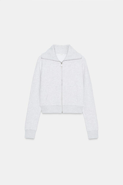 ZARA ТОЛСТОВКА ИЗ ФЛИСА НА МОЛНИИ, СЕРЫЙ МЕЛАНЖ