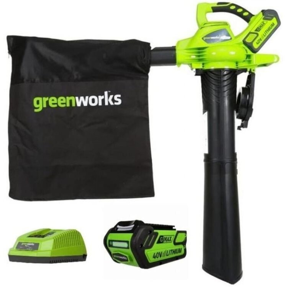 Воздуходувка-пылесос аккумуляторная ручная Greenworks GD40BVII 40В Li-Ion без АКБ и ЗУ (2406907)