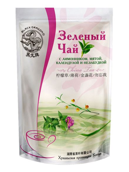 Чай зеленый Black dragon с лимонником, мятой, календулой и незабудкой 100 г