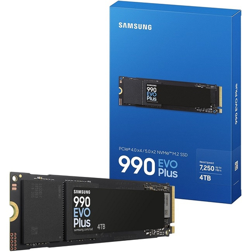 Жесткий диск SSD M.2 4Tb Samsung 990 EVO Plus, 7250/6300MBs, 1400000 IOPS, TLC 3D NAND, PCI-E 4.0 x4 (MZ-V9S4T0BW)