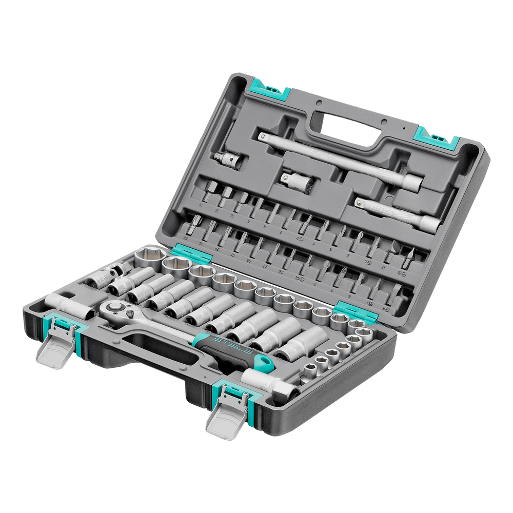 Набор инструментов, 1/2", CrV, пластиковый кейс 60 предметов Stels