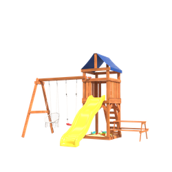 Детская площадка Fun Land с плетенным креслом, горкой и столиком со скамейками