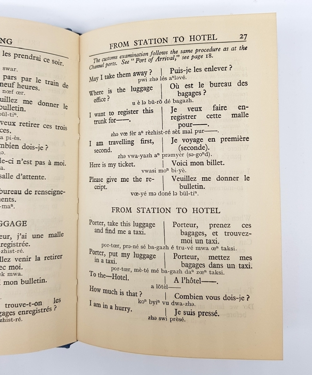 "Collins phrase books French (Разговорники Коллинза Французский)". Edited by Anne D.Hunter  (Под редакцией Энн Д. Хантер). 1952г. - антикварное издание