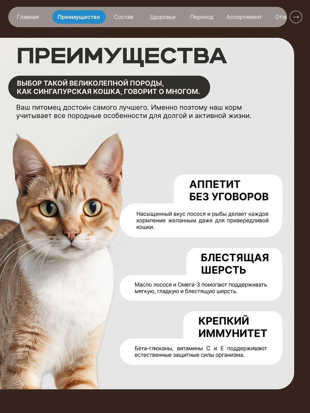 Корм сухой для взрослых кошек породы Сингапурская кошка, с лососем, 2 кг, QUATTRO
