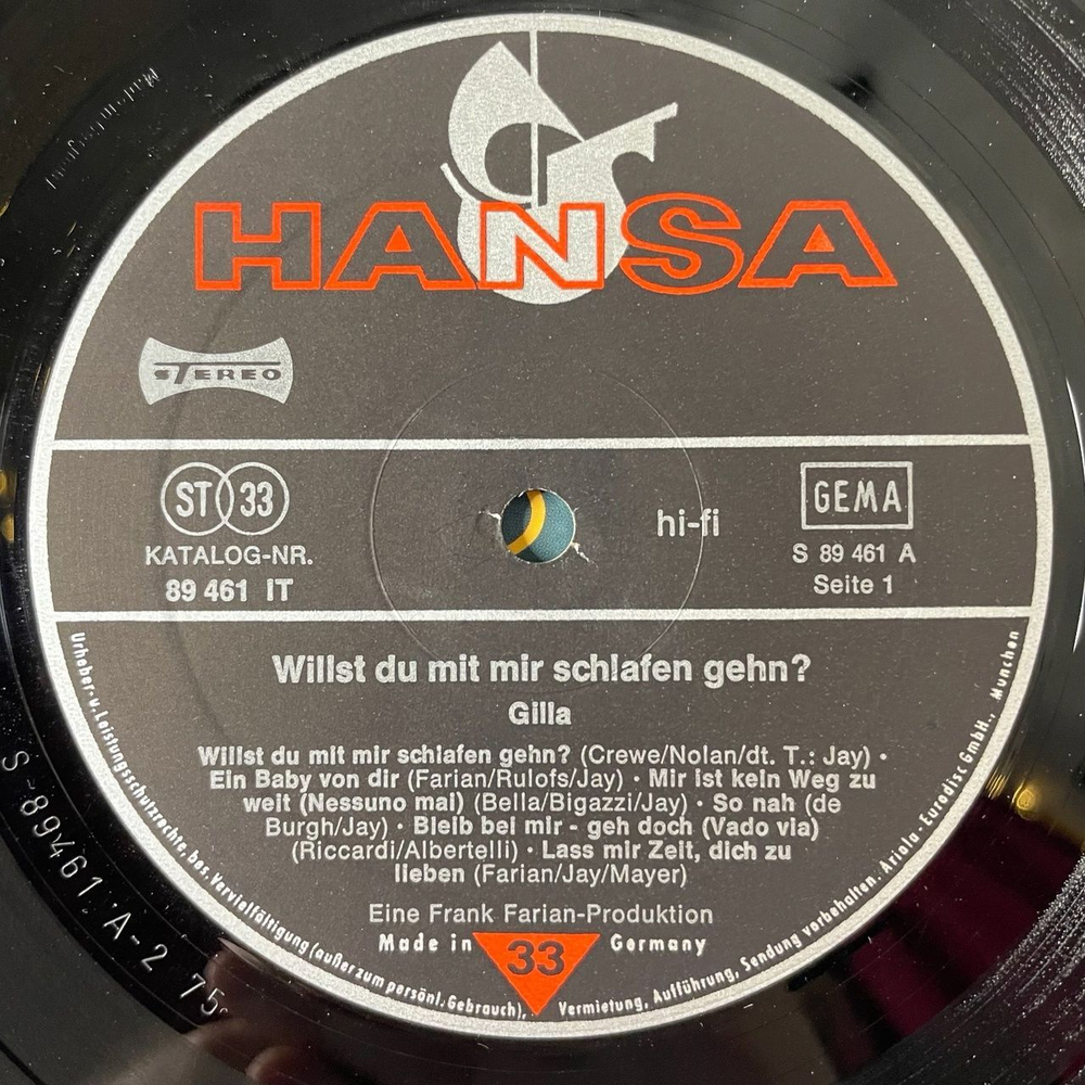 Винтажная виниловая пластинка LP Gilla and Seventy Five Music Willst Du Mit Mir Schlafen Gehn (Germany 1975)