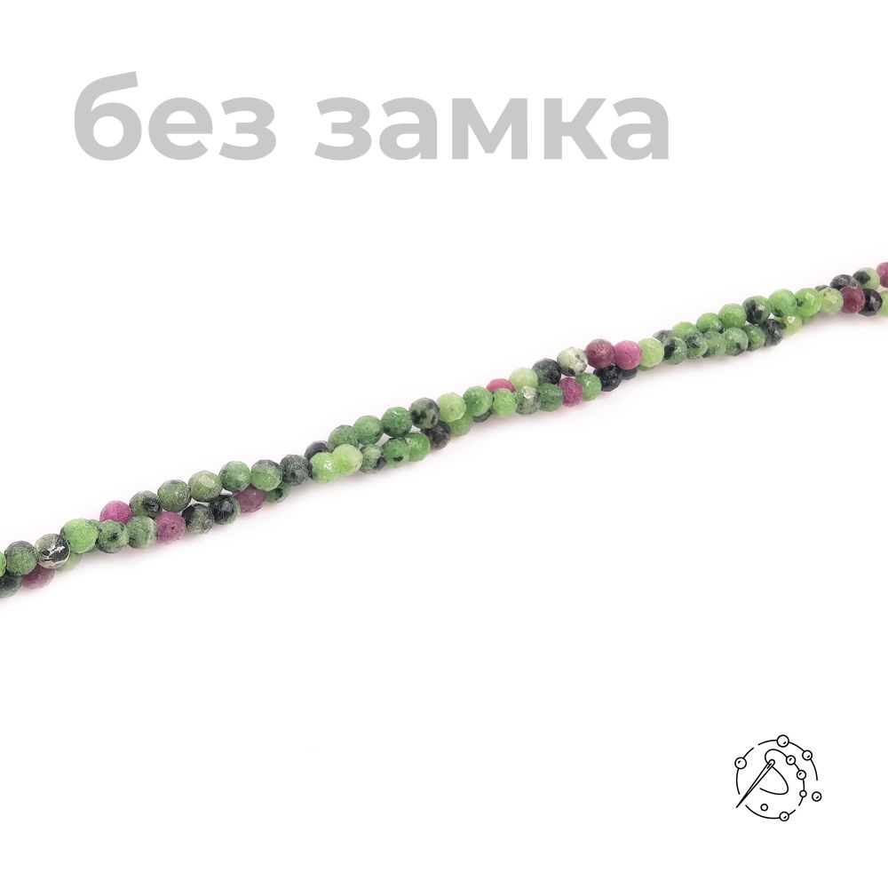 Нить бусин с огранкой цоизит, 3 мм