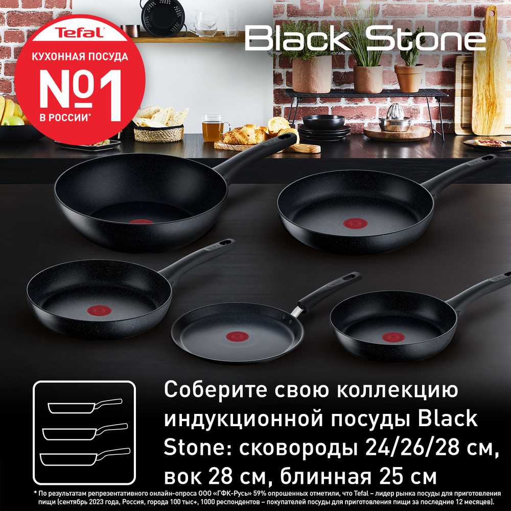 Сковорода для блинов Tefal Black Stone 25 cм G2813872