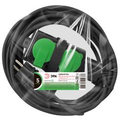 Удлинитель силовой ЭРА GREEN LINE UDL-KG-2x2,5m-5m-IP44 с крышками 4 розетки 5м КГ 2x2.5мм2 IP44 | Электротовары