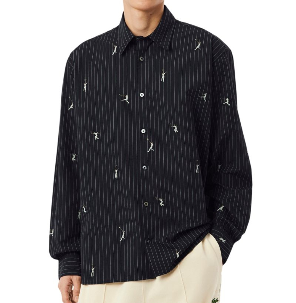 Теннисное поло Lacoste Relaxed Fit Embroidered Cotton - blackbird