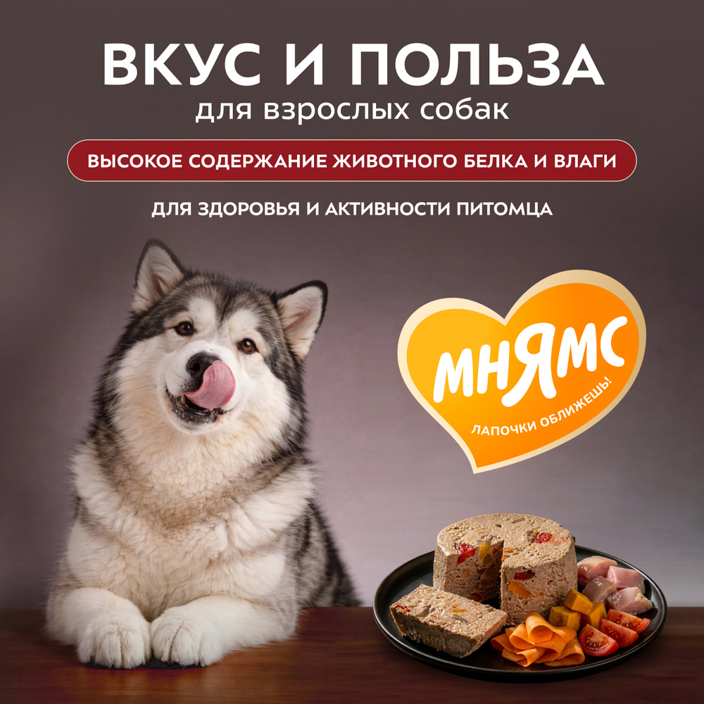 Влажный корм Мнямс Деликатес Паштет из кролика с овощами для собак всех пород "Касуэла по-мадридски" 12шт по200 г