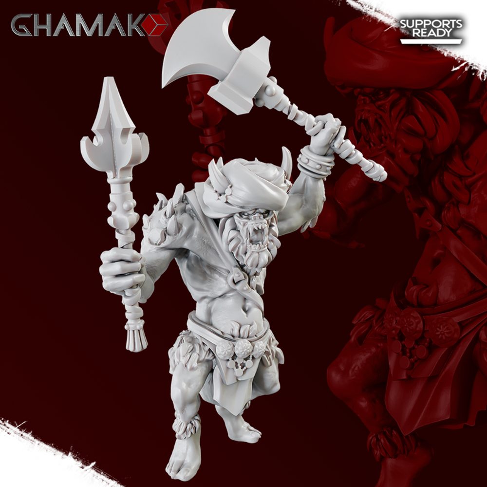 Grand Alliance Destruction Orruk Warclans Orcs Greenskins Орк с парным оружием №1 миниатюра для dnd, днд, pathfinder, фентези, Настольная игра, НРИ, Варгейм, РПГ