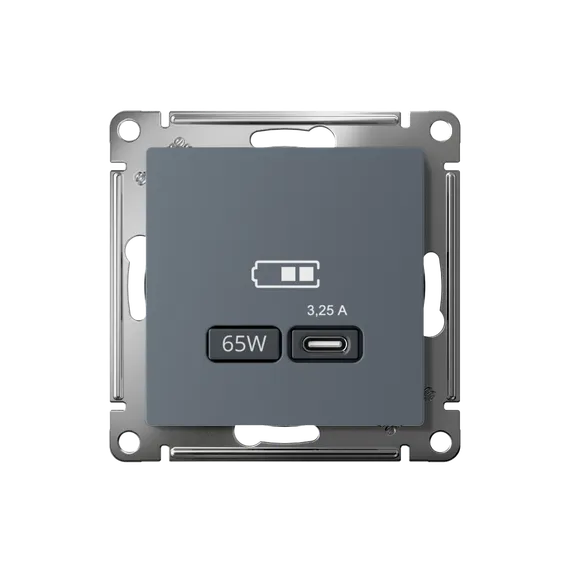 Розетка с USB C Systeme Electric AtlasDesign Грифель ATN000727