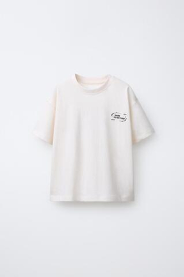 ZARA ФУТБОЛКА С ЛОГОТИПОМ, ЭКРЮ