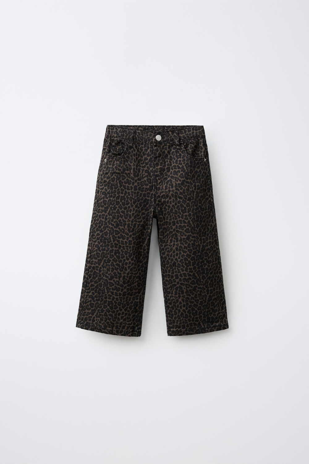 ZARA БРЮКИ WIDE LEG ИЗ ТВИЛА С ПРИНТОМ, КОРИЧНЕВЫЙ