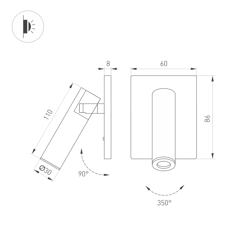 Светильник SP-READER-S60x86-3W Warm2700 (BK, 20 deg, 230V) (Arlight, IP20 Металл, 3 года) 052938