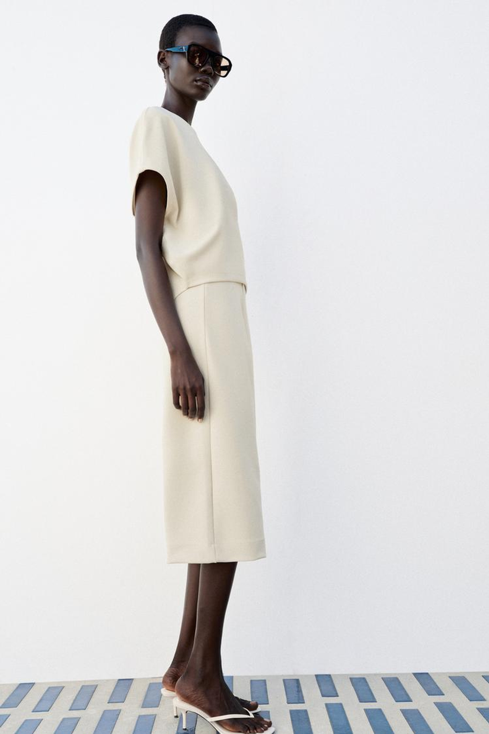 ZARA ШИРОКИЕ ШОРТЫ, ЭКРЮ